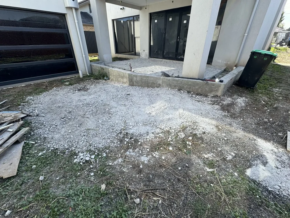 Same building site yard after clean-up, cleared of rubble
